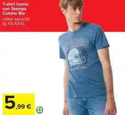 Carrefour T-shirt Uomo con Stampa Cotone Bio offerta
