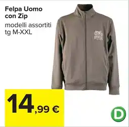 Carrefour Felpa Uomo con Zip offerta