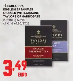 Panorama Tè earl grey, english breakfast o green with jasmine TAYLORS OF HARROGATE offerta