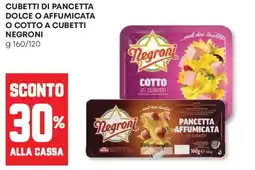 Panorama Cubetti di pancetta dolce o affumicata o cotto a cubetti NEGRONI offerta