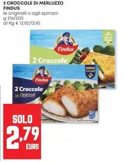 Panorama 2 croccole di merluzzo findus le originali o agli spinaci offerta