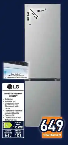 Unieuro LG FRIGORIFERO COMBINATO GBBS322CPY offerta