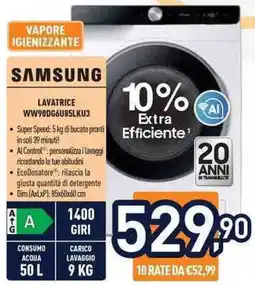 Unieuro SAMSUNG LAVATRICE WW90DG6U85LKU3 offerta