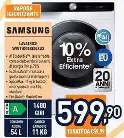 Unieuro SAMSUNG LAVATRICE WW11DG6B85LKU3 offerta