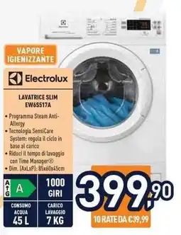 Unieuro Electrolux LAVATRICE SLIM EW6S517A offerta