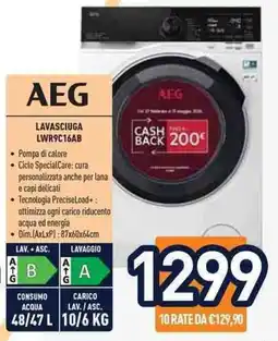 Unieuro AEG LAVASCIUGA LWR9C16AB offerta
