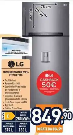 Unieuro LG FRIGORIFERO DOPPIA PORTA GTF744PZPED offerta
