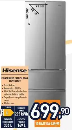 Unieuro Hisense FRIGORIFERO FRENCH DOOR RF632N4BCE offerta