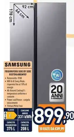 Unieuro SAMSUNG FRIGORIFERO SIDE BY SIDE RS57DG400EM9EF offerta