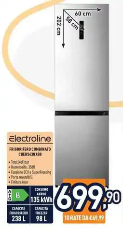 Unieuro Electroline FRIGORIFERO COMBINATO CBEHS43NXBO offerta