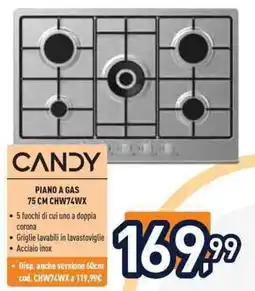 Unieuro CANDY PIANO A GAS CHW74WX offerta