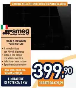 Unieuro smeg PIANO A INDUZIONE S12741D offerta