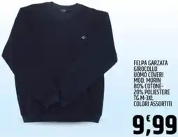 Ard Discount Felpa garzata girocollo uomo coveri mod. morin 80% cotone- 20% poliestere tg.m-3xl offerta