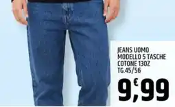 Ard Discount Jeans uomo modello 5 tasche cotone 130z tg.45/56 offerta