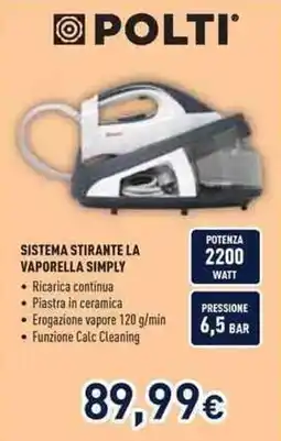 Unieuro Polti sistema stirante la vaporella simply offerta