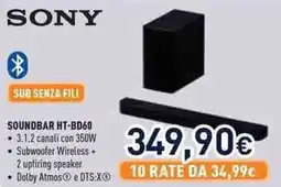 Unieuro SONY SOUNDBAR HT-BD60 offerta