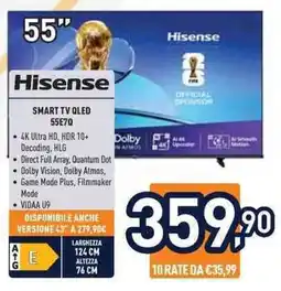 Unieuro Hisense SMART TV QLED 55E7Q offerta
