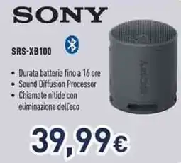 Unieuro SONY SRS-XB100 offerta