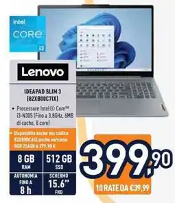 Unieuro Lenovo IDEAPAD SLIM 3 (82XB00C7IX) offerta