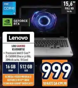 Unieuro Lenovo LOQ GAMING 83JEOOBTIX offerta
