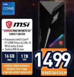 Unieuro msi GAMING MAG INFINITE S3 14NVL7-2861EU offerta