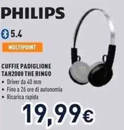 Unieuro PHILIPS CUFFIE PADIGLIONE TAH2000 THE RINGO offerta