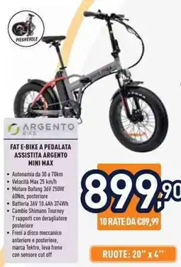 Unieuro Fat e-bike a pedalata assistita argento mini max offerta