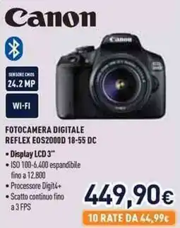 Unieuro Canon FOTOCAMERA DIGITALE REFLEX EOS2000D 18-55 DC offerta