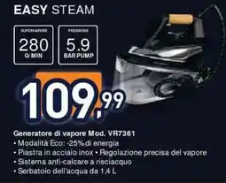 Unieuro Rowenta easy steam Generatore di vapore Mod. VR7361 offerta