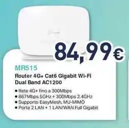 Unieuro tp-link MR515 Router 4G+ Cat6 Gigabit Wi-Fi Dual Band AC1200 offerta