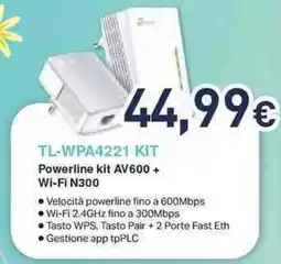 Unieuro tp-link TL-WPA4221 KIT Powerline kit AV600 + Wi-Fi N300 offerta