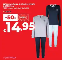 Bennet Pigiama donna o uomo in jersey cotonella offerta