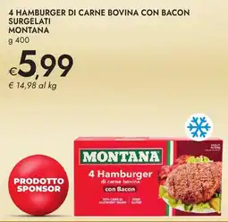 Bennet 4 hamburger di carne bovina con bacon surgelati MONTANA offerta