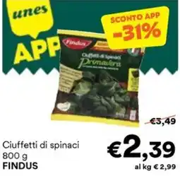 Unes Ciuffetti di spinaci FINDUS offerta