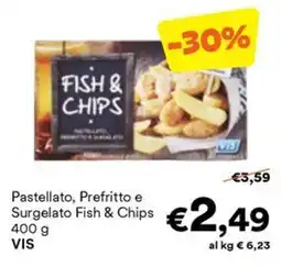 Unes Pastellato, Prefritto e Surgelato Fish & Chips VIS offerta