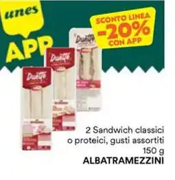 Unes 2 Sandwich classici o proteici ALBATRAMEZZINI offerta
