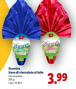 Lidl Favorina Uovo di cioccolato al latte offerta