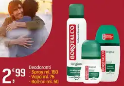 Supermercati Dok Borotalco deodoranti spray, vapo, roll-on offerta