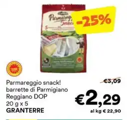 Unes Parmareggio snack! barrette di Parmigiano Reggiano DOP GRANTERRE offerta