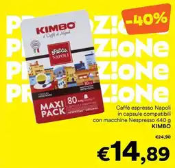 Unes Caffè espresso Napoli in capsule compatibili con macchine Nespresso KIMBO offerta