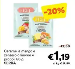 Unes Caramelle mango e zenzero o limone e propoli SERRA offerta
