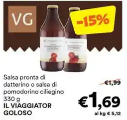 Unes Salsa pronta di datterino o salsa di pomodorino ciliegino IL VIAGGIATOR GOLOSO offerta