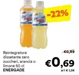 Unes Reintegratore dissetante zero zuccheri, arancia o limone ENERGADE offerta