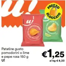 Unes Patatine gusto pomodorini o lime e pepe rosa U! offerta