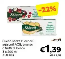 Unes Succo senza zuccheri aggiunti ACE, ananas o frutti di bosco ZUEGG offerta