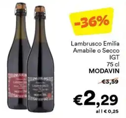 Unes Lambrusco Emilia Amabile o Secco IGT MODAVIN offerta