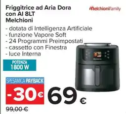 Carrefour Friggitrice ad Aria Dora con AI 8LT Melchioni offerta