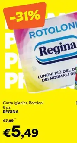 Unes Carta igienica Rotoloni 8 pz REGINA offerta