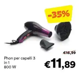 Unes Phon per capelli 3 in 1 800 W offerta