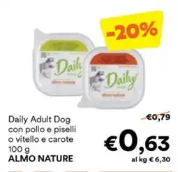 Unes Daily Adult Dog con pollo e piselli o vitello e carote ALMO NATURE offerta